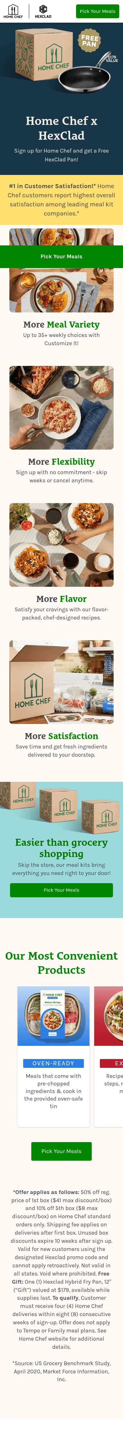 cook.homechef.com/hexclad-convenience on mobile, full screenshot