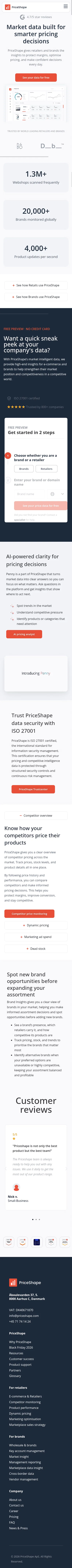 priceshape.com on mobile