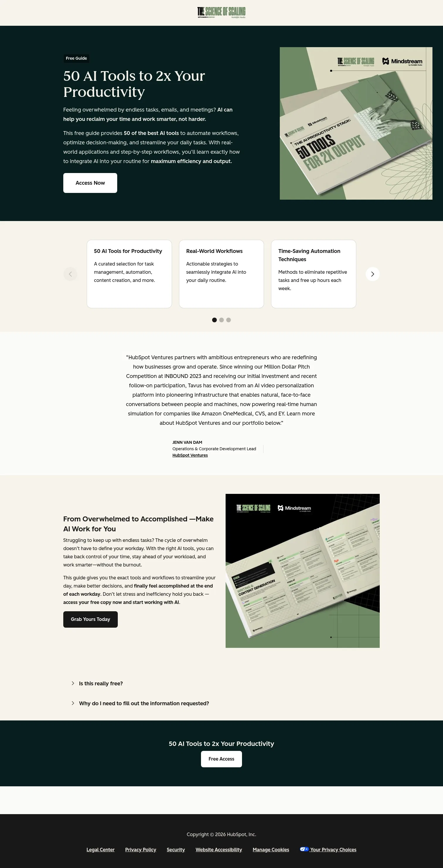 offers.hubspot.com/science-of-scaling-ai-productivity-stack on desktop, full screenshot