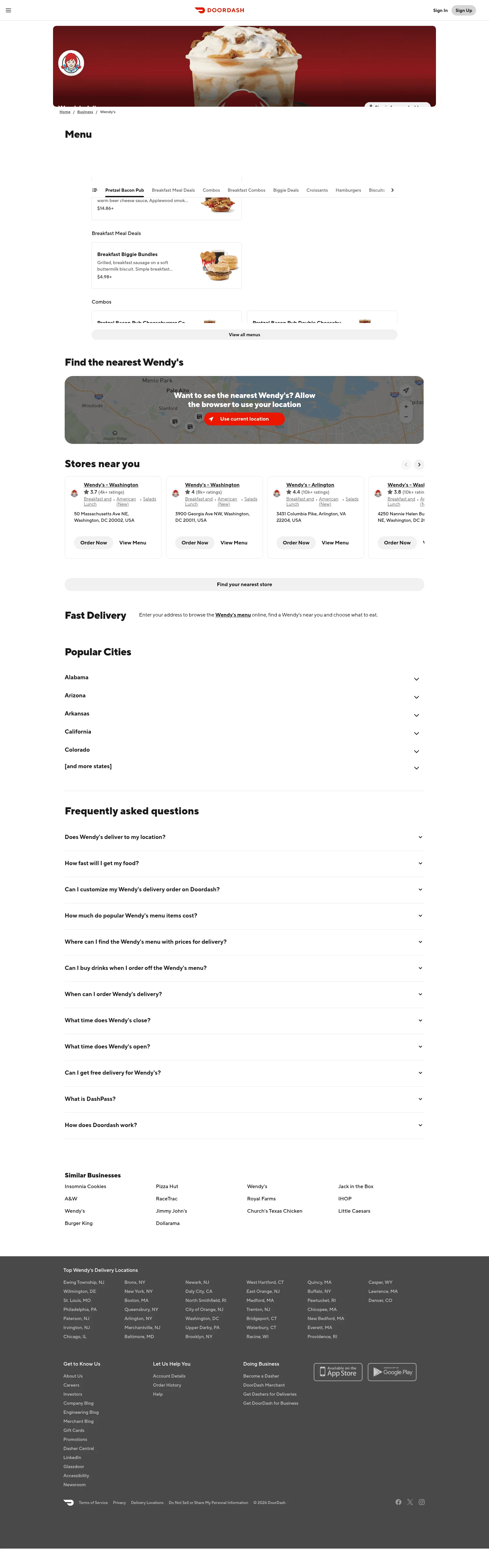 doordash.com/en/business/wendys-7376 on desktop