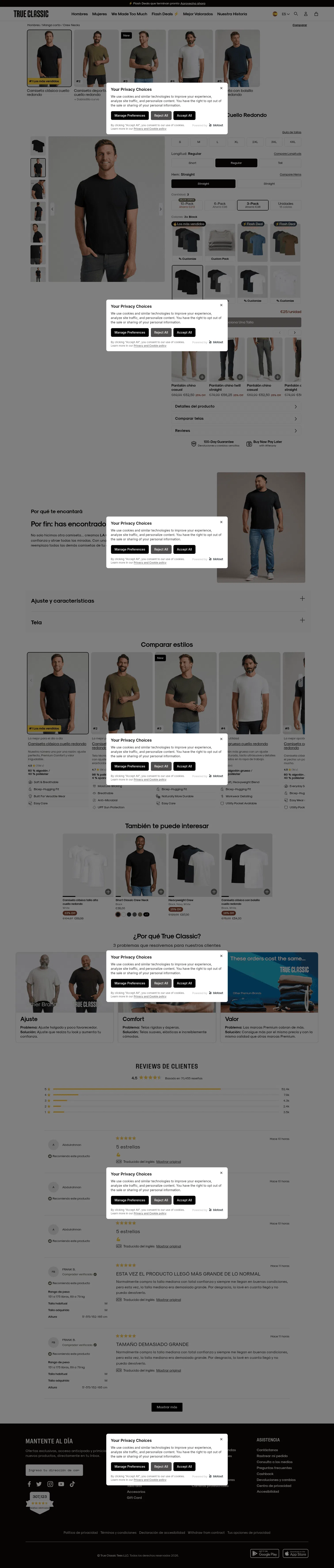 trueclassictees.com/products/all-black-3-pack on desktop, full screenshot