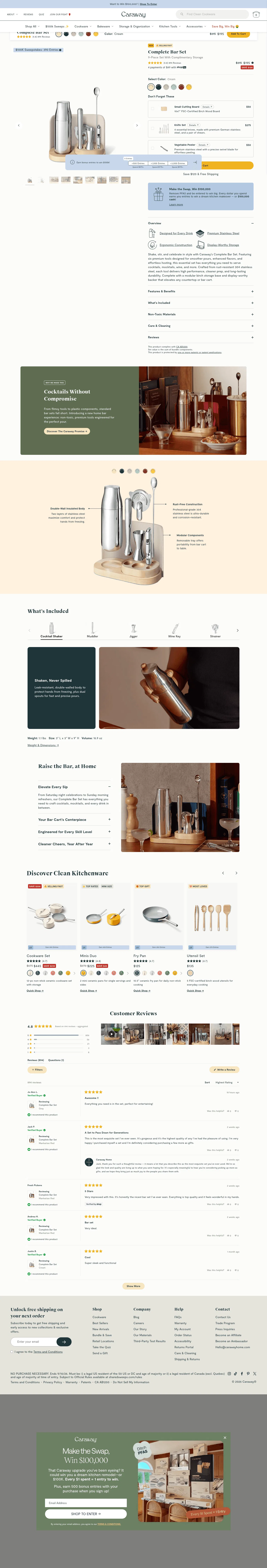 carawayhome.com/products/complete-bar-set on desktop, full screenshot