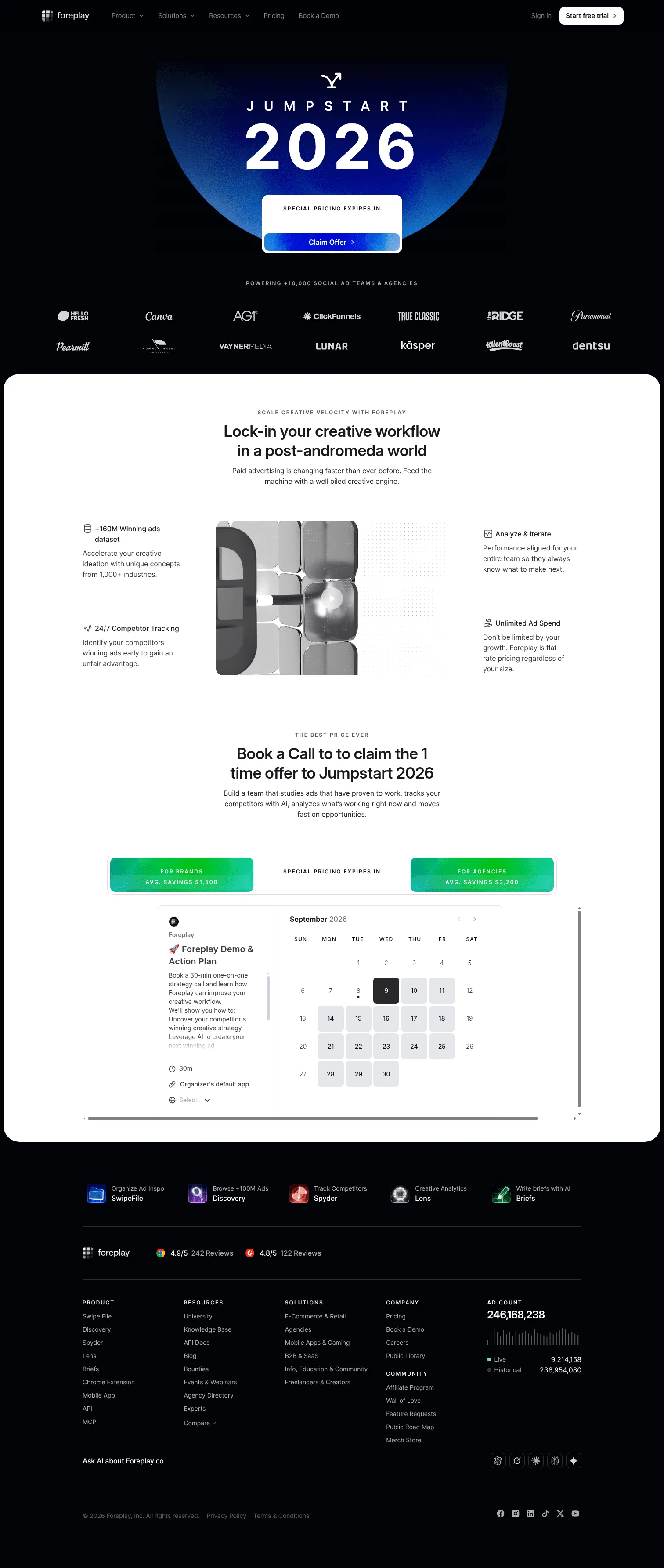 foreplay.co/jumpstart-2026 on desktop, full screenshot