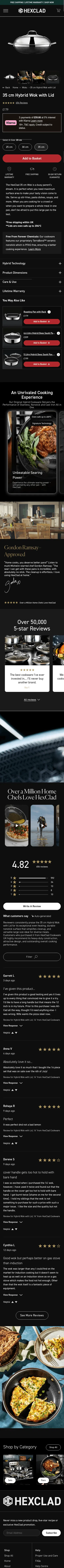 hexclad.co.uk/products/35-cm-wok-with-lid on mobile, full screenshot