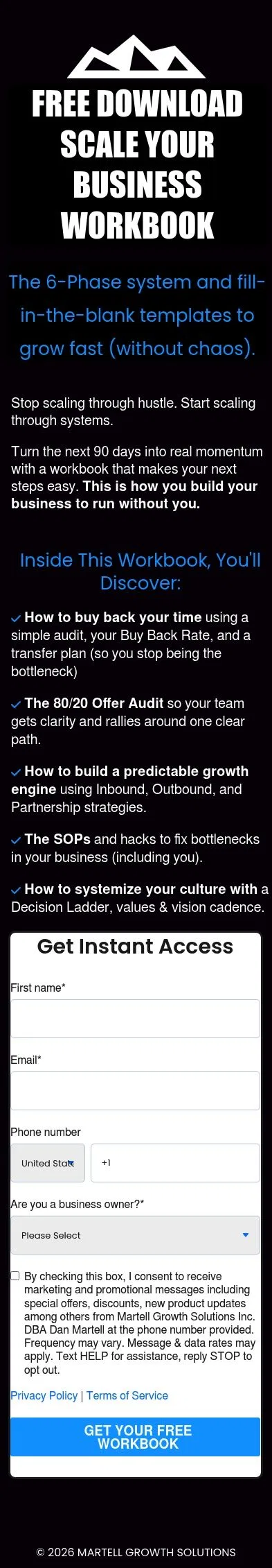 martellmethod.com/scaleworkbook-lp on mobile, full screenshot
