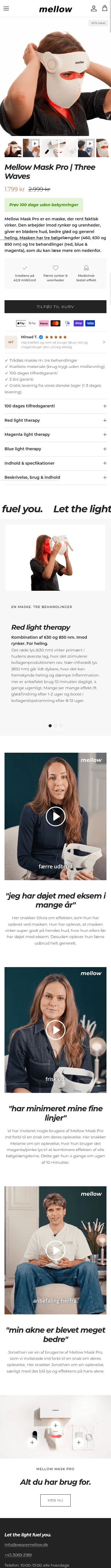 wearemellow.dk/products/red-light-mask on mobile