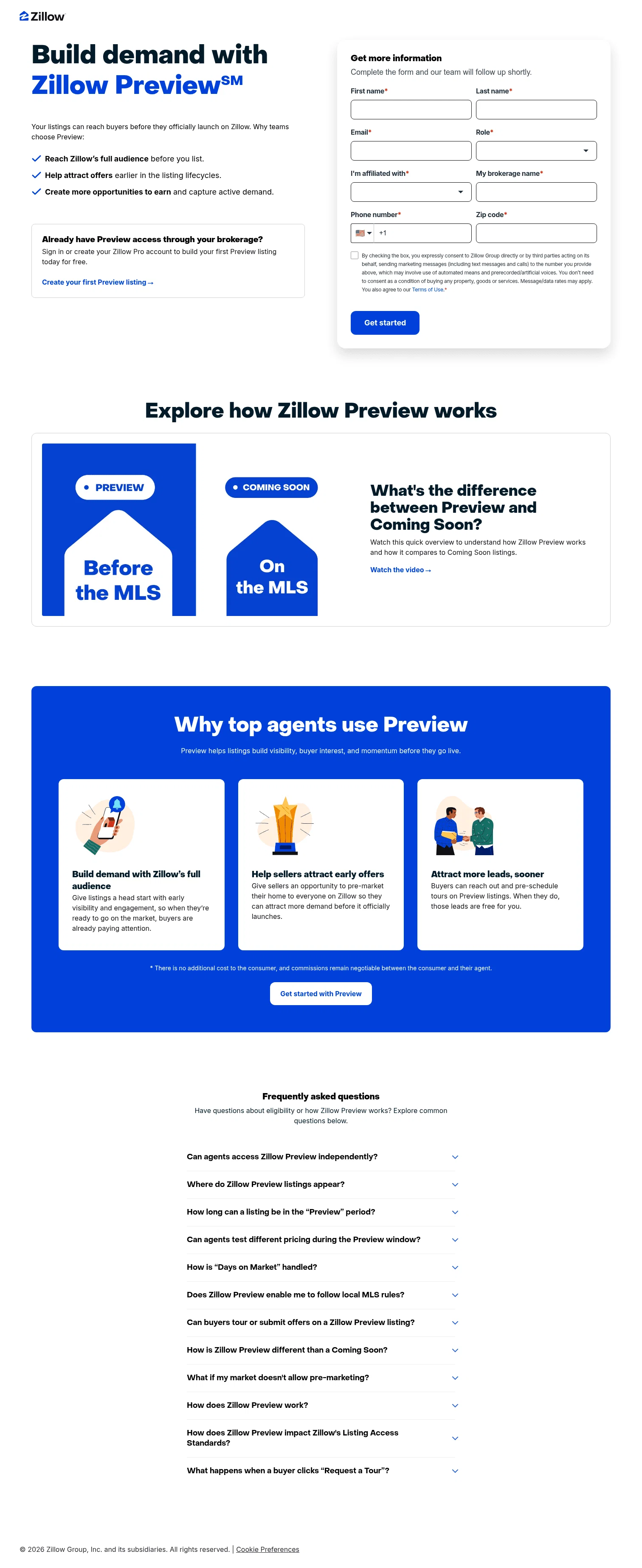Zillow landing page