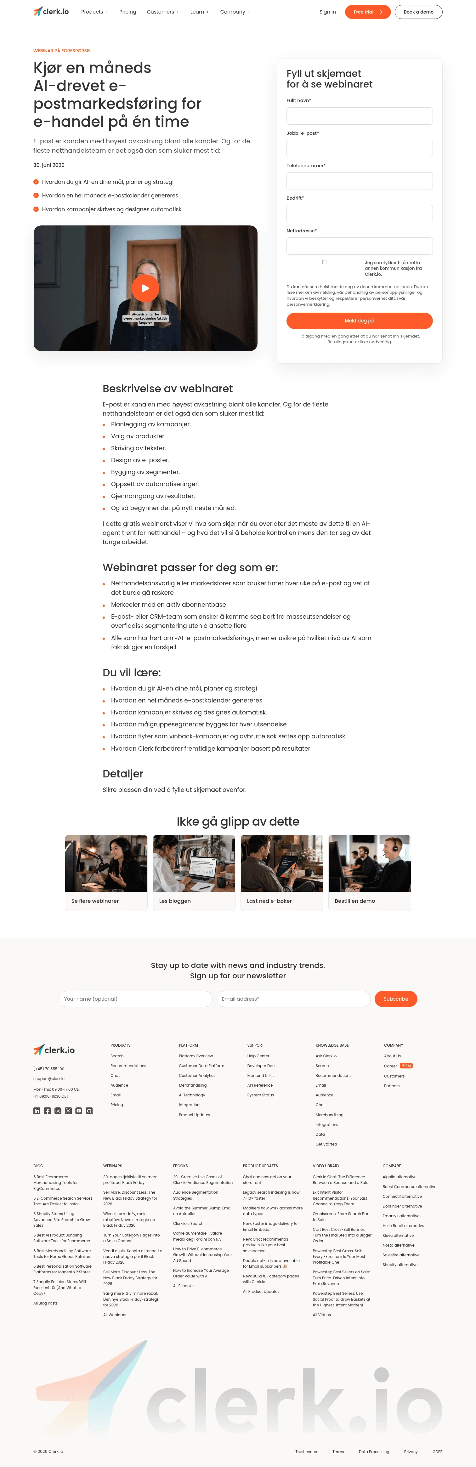 clerk.io/webinar/kjor-en-maneds-ai-drevet-e-postmarkedsforing-for-e-handel-pa-en-time on desktop