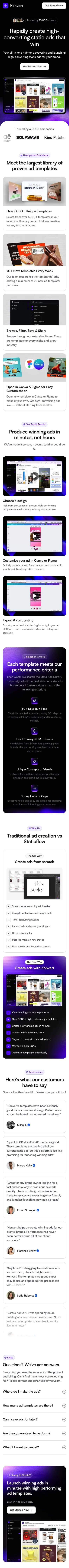 usekonvert.com/templates on mobile, full screenshot