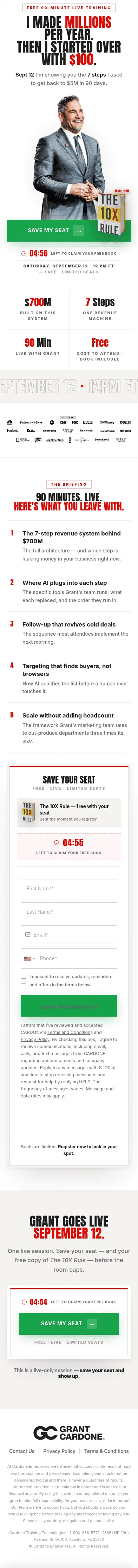 10xgc.grantcardone.com/guru on mobile, full screenshot