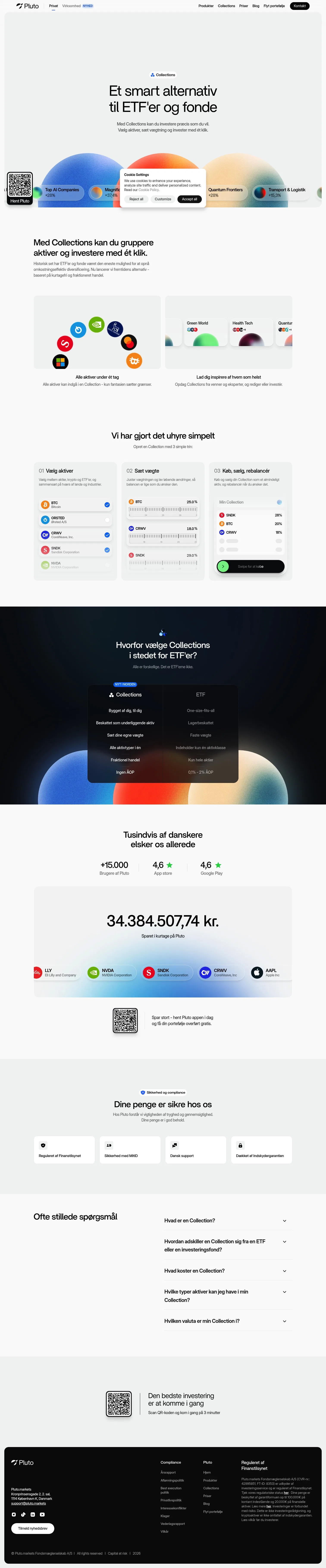 pluto.markets/collections on desktop, full screenshot