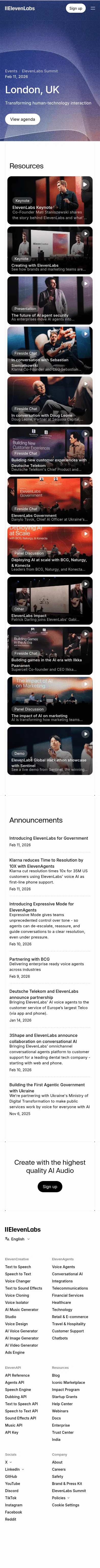 elevenlabs.io/events/elevenlabs-summit/ldn-26 on mobile, full screenshot