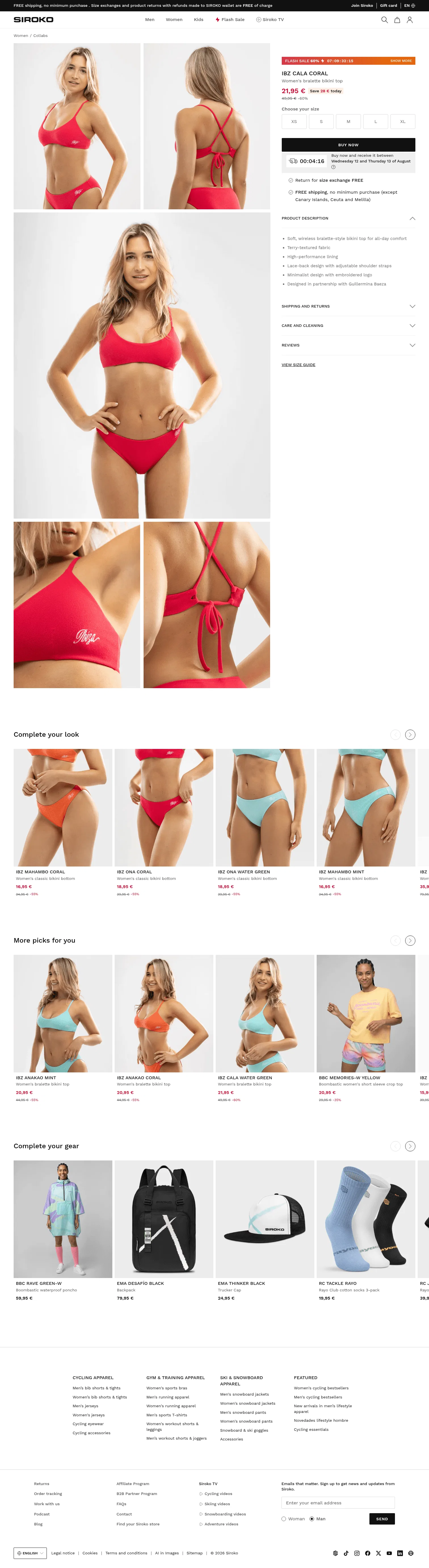 siroko.com/p/ibz-cala-coral-club-basquet-sant-antoni-ibiza-bralette-bikini-top-women on desktop, full screenshot