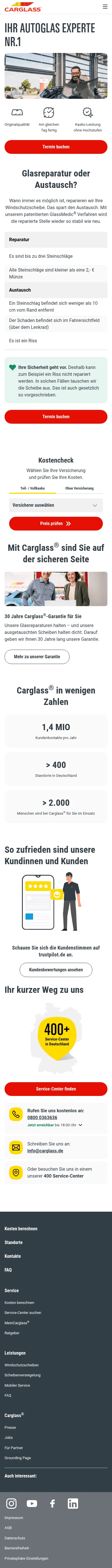 carglass.de/autoglas-reparatur-austausch-bo on mobile, full screenshot
