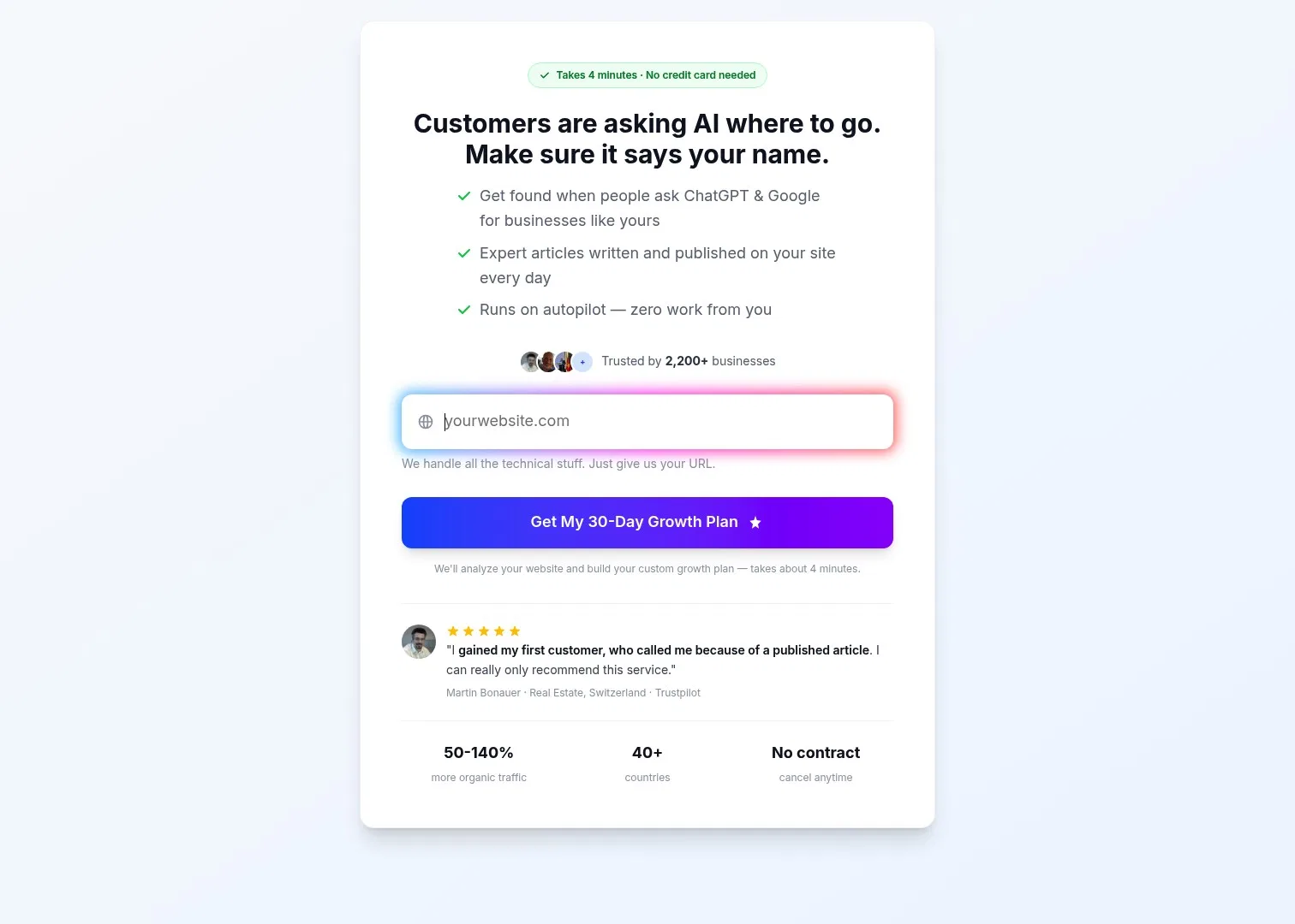 getautoseo.com/signup2 on desktop, full screenshot