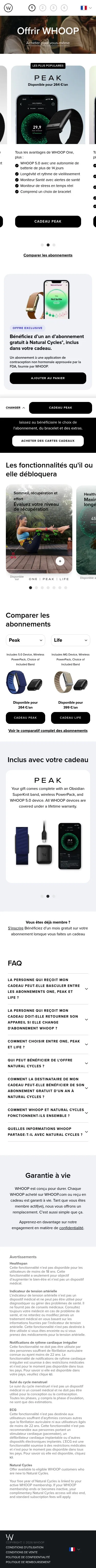 join.whoop.com/fr/fr/gift on mobile, full screenshot