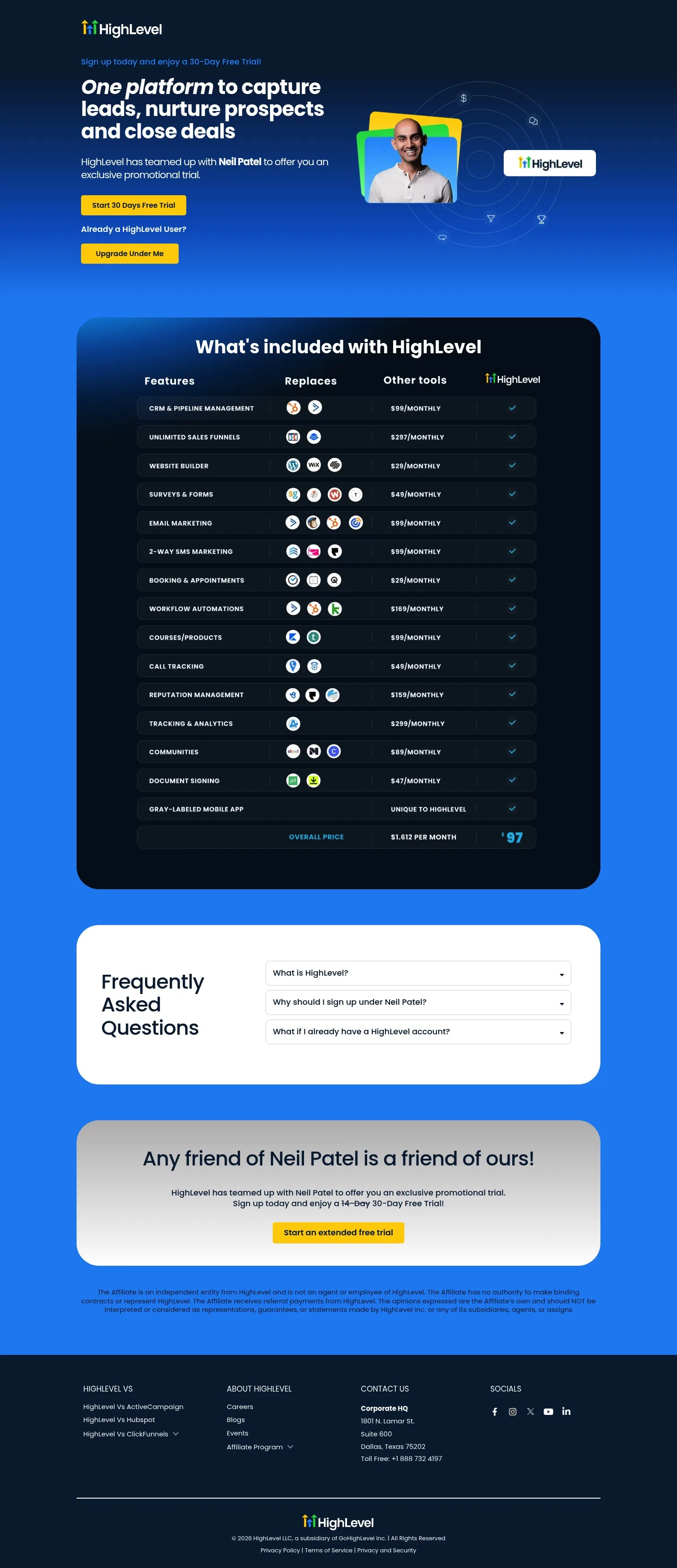 gohighlevel.com/neil-patel on desktop, full screenshot