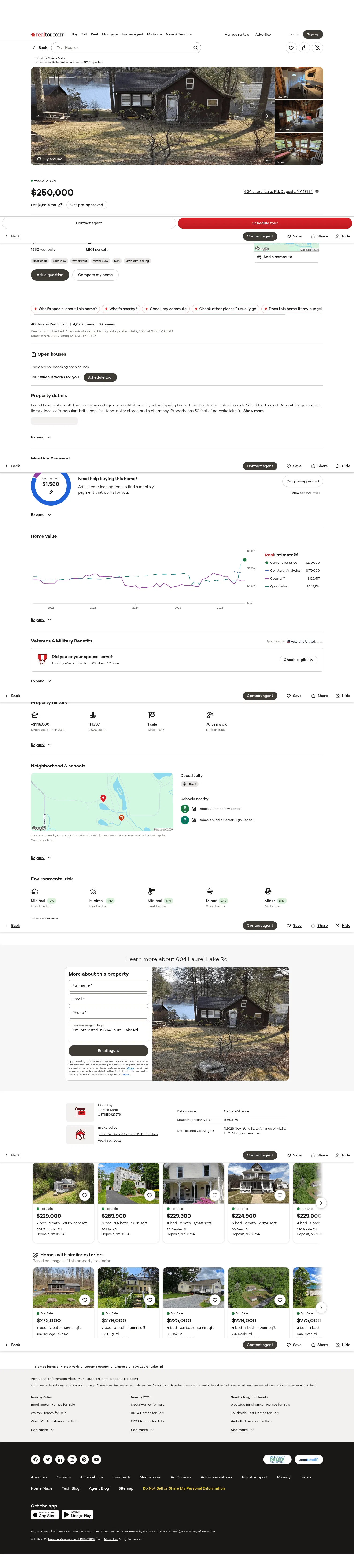 realtor.com/realestateandhomes-detail/604-Laurel-Lake-Rd_Deposit_NY_13754_M40099-80143 on desktop, full screenshot