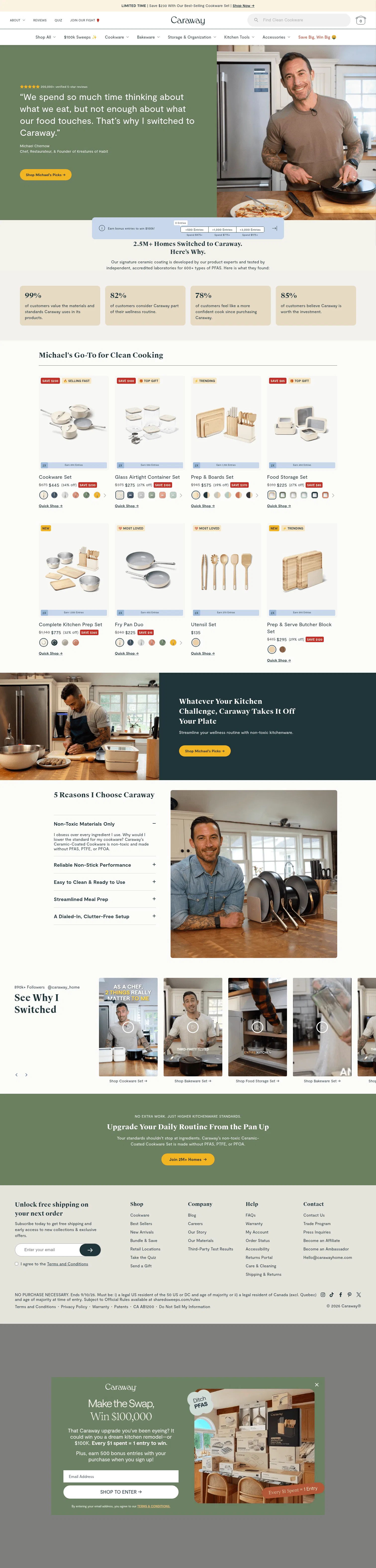 carawayhome.com/clean-cooking-with-michael on desktop, full screenshot