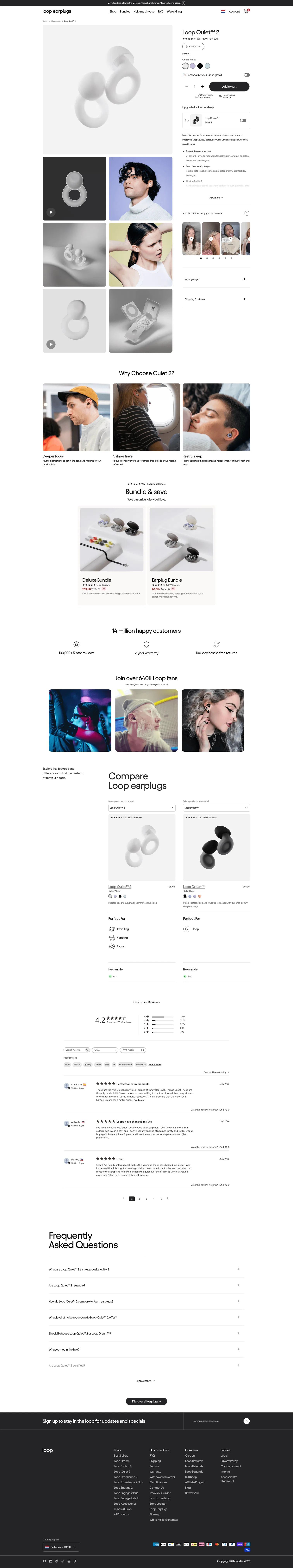 loopearplugs.com/products/quiet on desktop, full screenshot