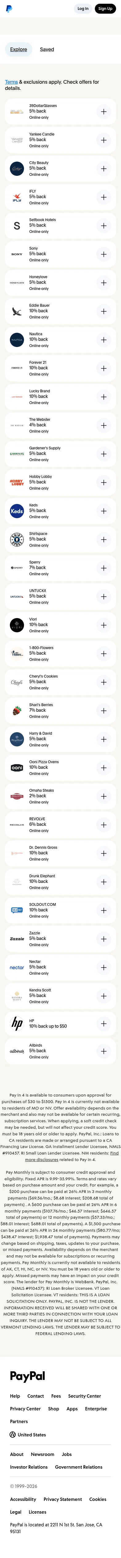paypal.com/offers on mobile