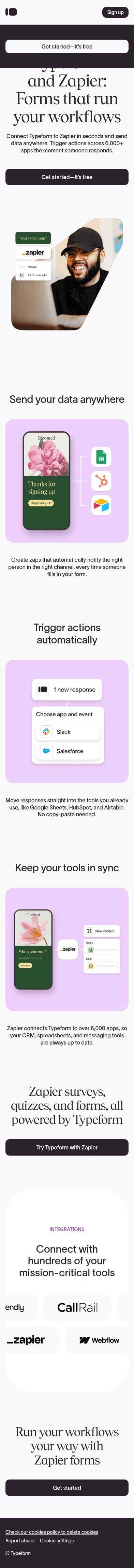 typeform.com/try/zapier on mobile, full screenshot
