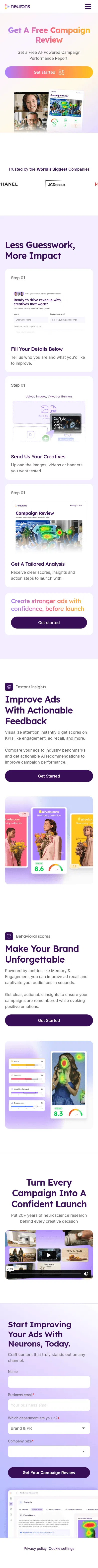 neuronsinc.com/topics/free-campaign-review on mobile, full screenshot