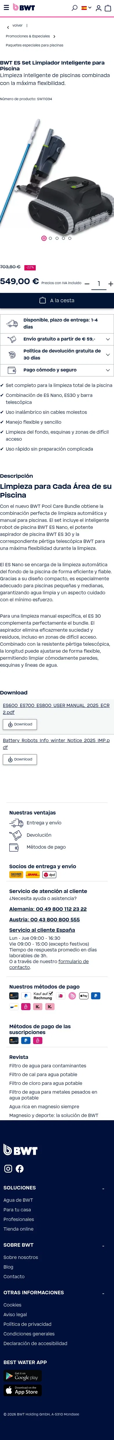 bwt.com/es-es/shop/BWT-ES-Smart-Pool-Cleaner-Set/SW11034 on mobile, full screenshot