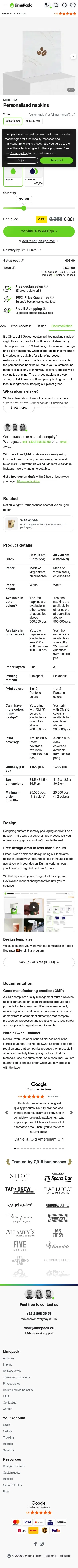limepack.eu/napkins/182-personalised-napkins.html on mobile, full screenshot