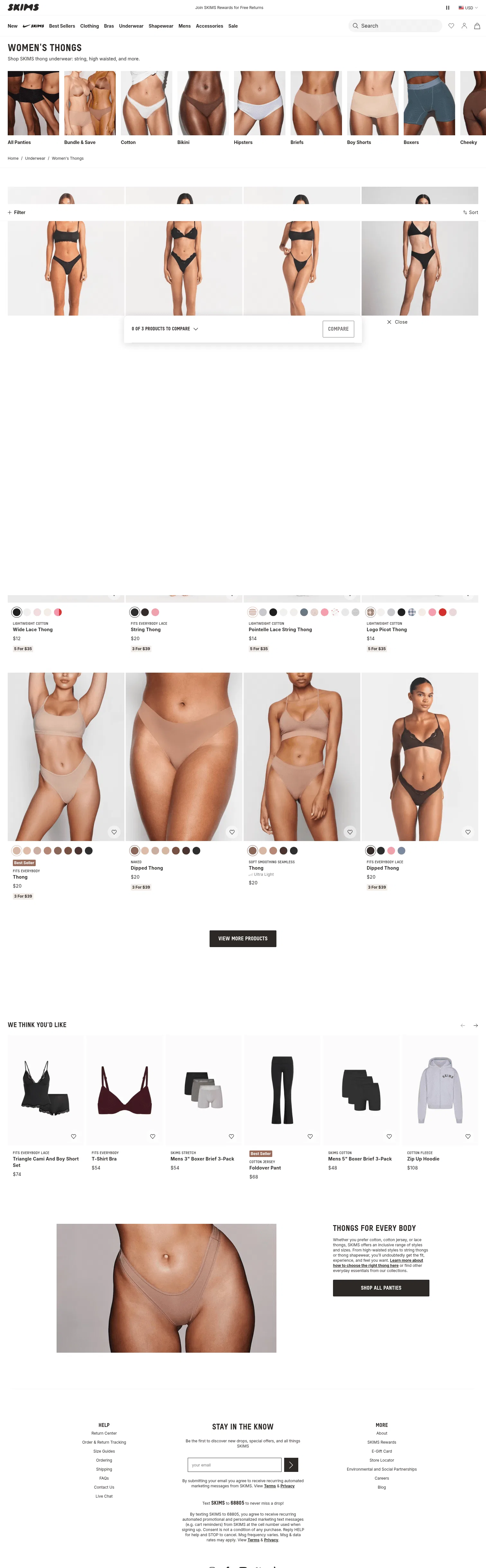 skims.com/collections/thongs on desktop, full screenshot