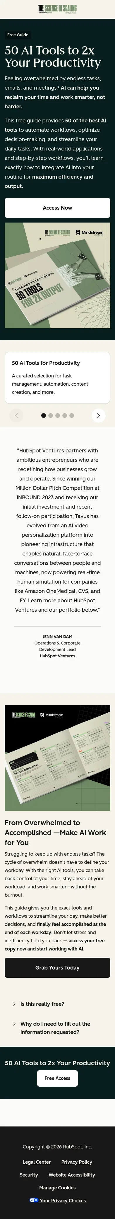 offers.hubspot.com/science-of-scaling-ai-productivity-stack on mobile, full screenshot