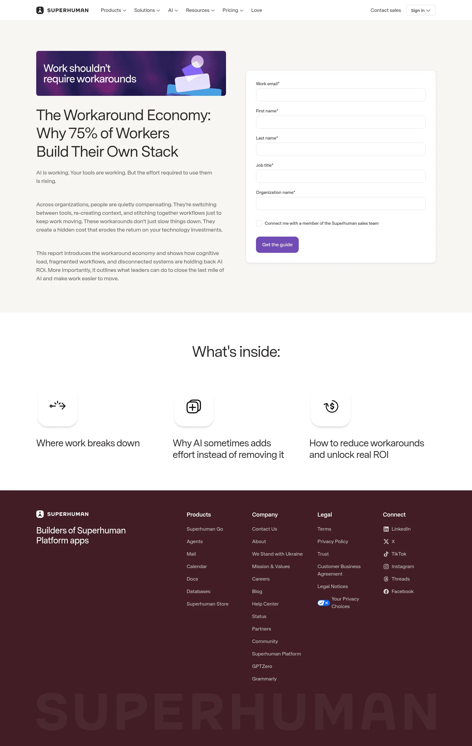 superhuman.com/resources/report/the-workaround-economy on desktop, full screenshot