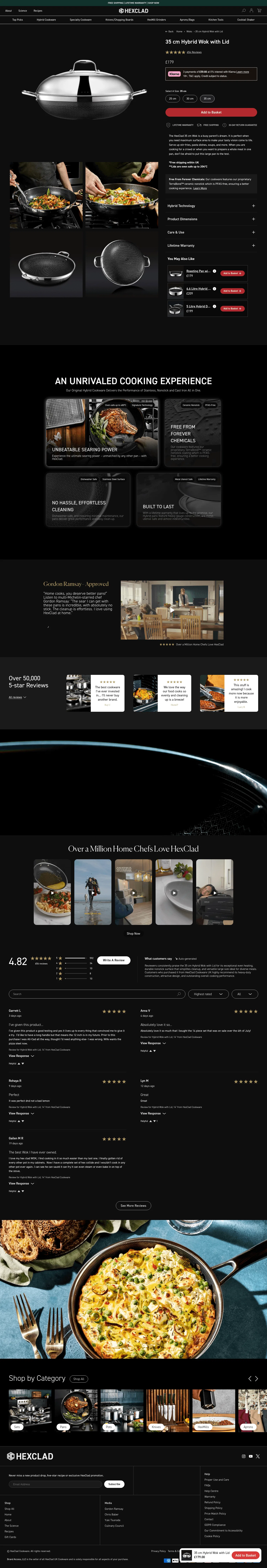 hexclad.co.uk/products/35-cm-wok-with-lid on desktop, full screenshot