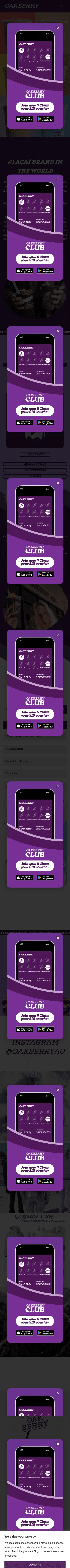 oakberry.com.au on mobile, full screenshot