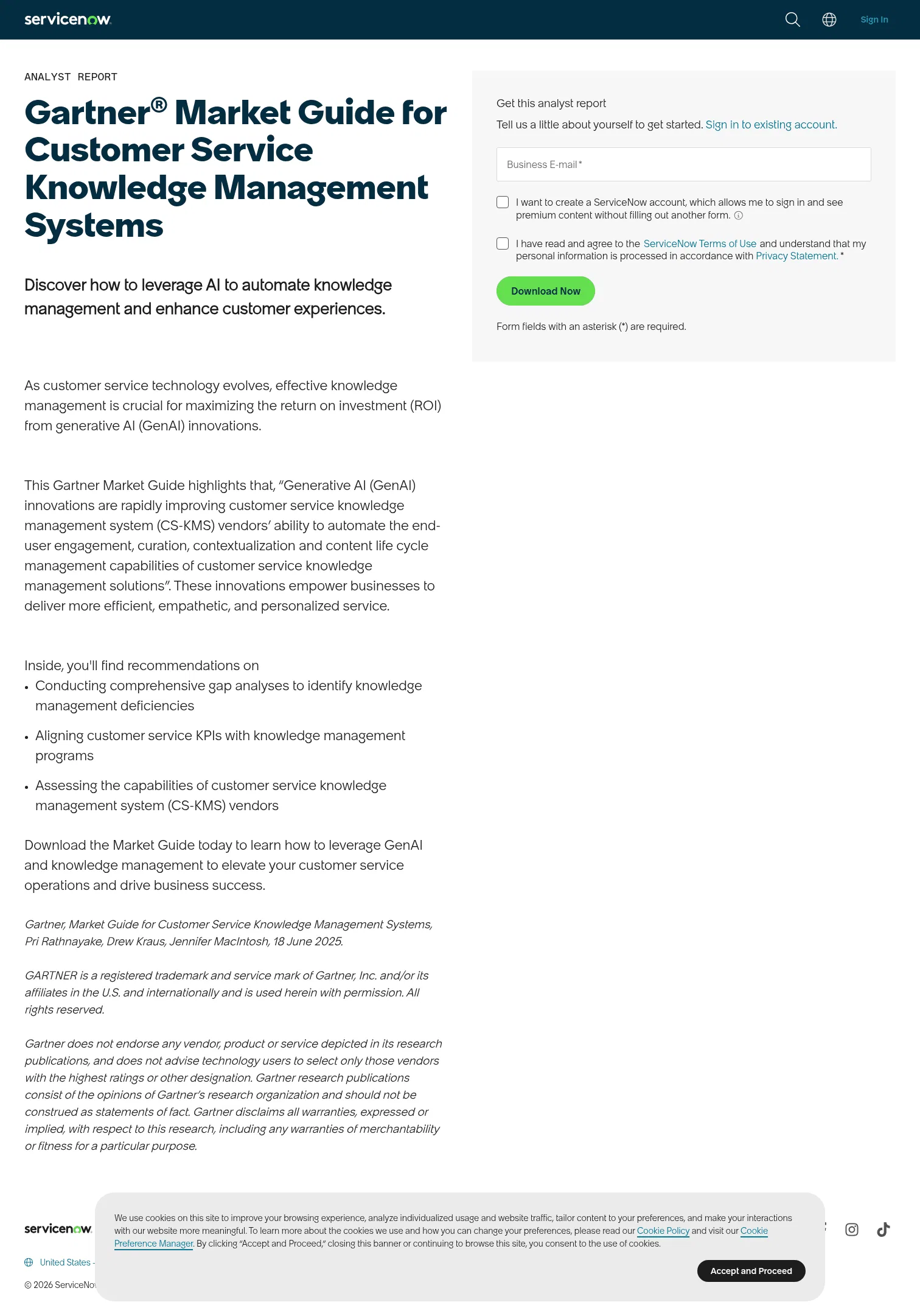servicenow.com/lpayr/gartner-market-guide-customer-service-kms.html on desktop, full screenshot
