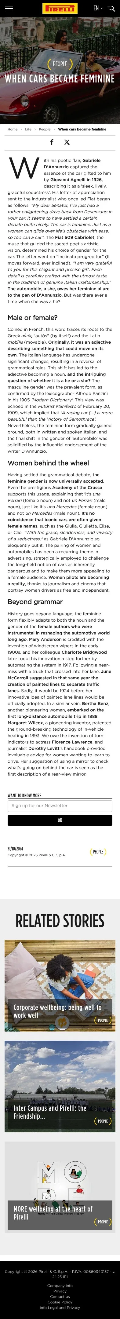 pirelli.com/global/en-ww/life/people/when-the-car-became-feminine-147174 on mobile, full screenshot