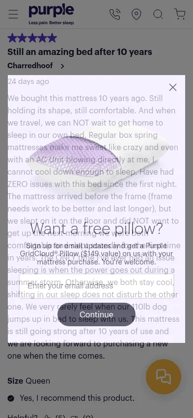 purple.com/mattresses/purple-bed on mobile