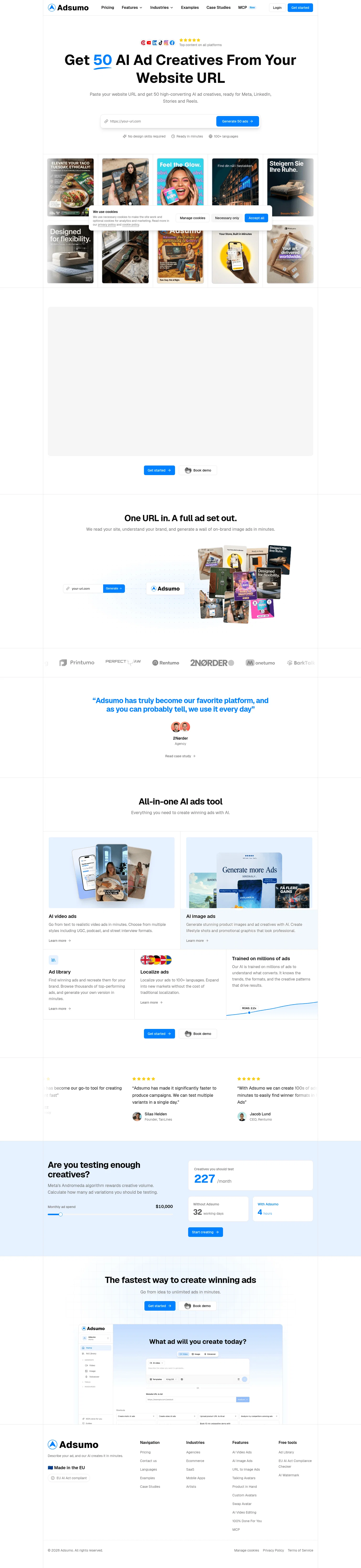 adsumo.ai/features/url-to-image-ads on desktop