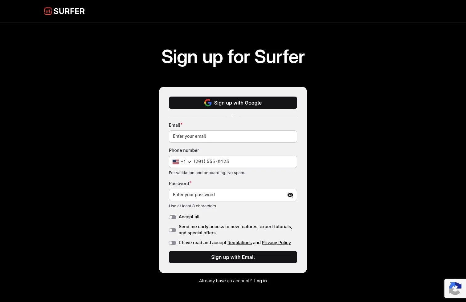 Positive Surfer landing page