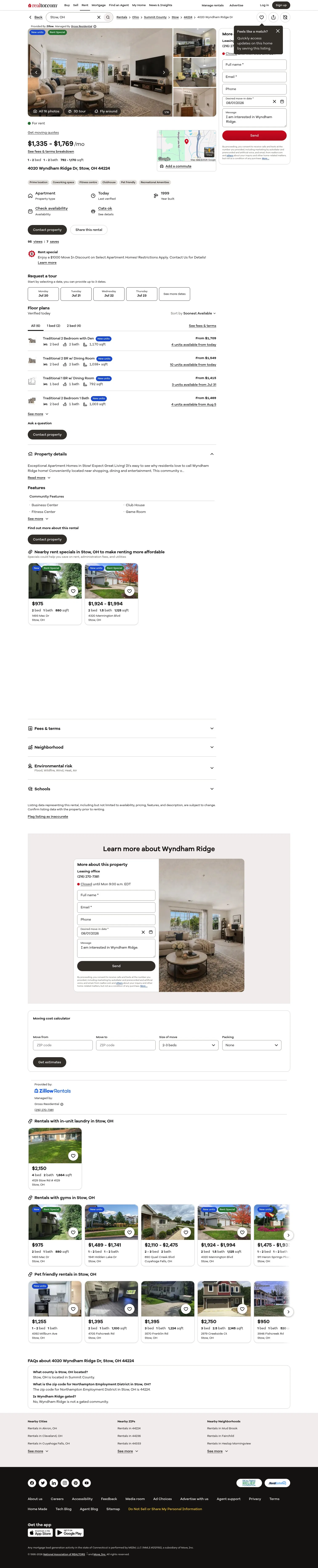 realtor.com/rentals/details/4020-Wyndham-Ridge-Dr_Stow_OH_44224_M32823-58670 on desktop, full screenshot