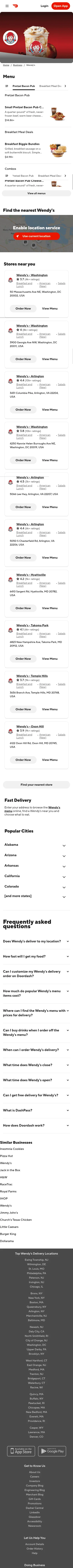 doordash.com/en/business/wendys-7376 on mobile