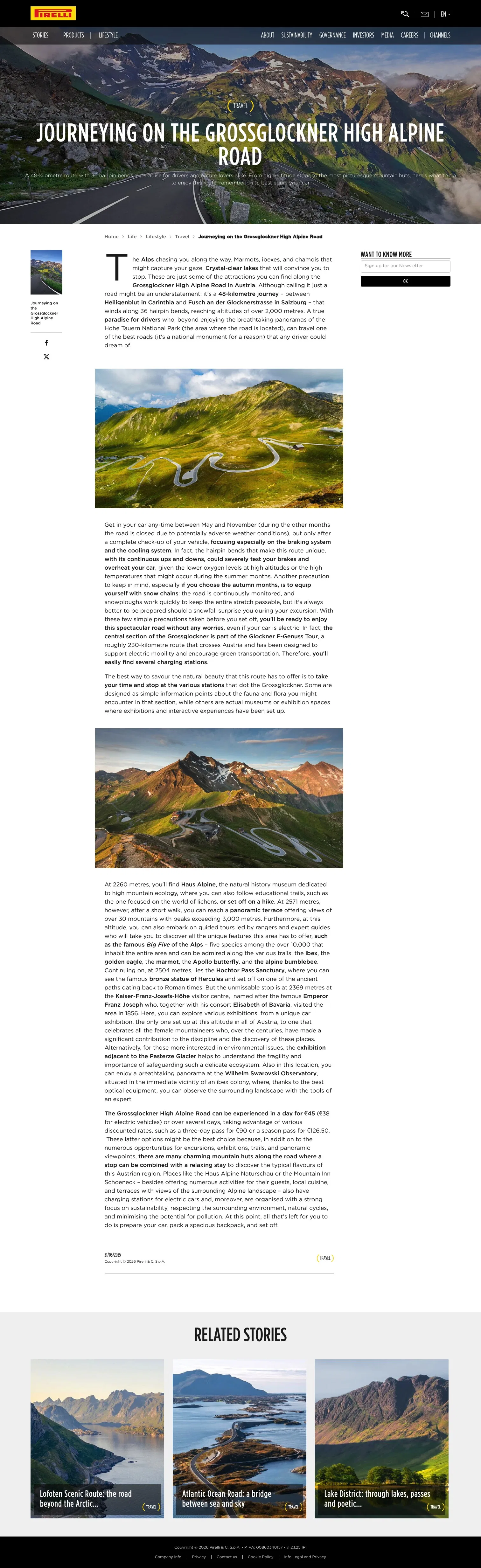 pirelli.com/global/en-ww/life/lifestyle/travel/grossglockner-high-alpine-road-166661 on desktop, full screenshot