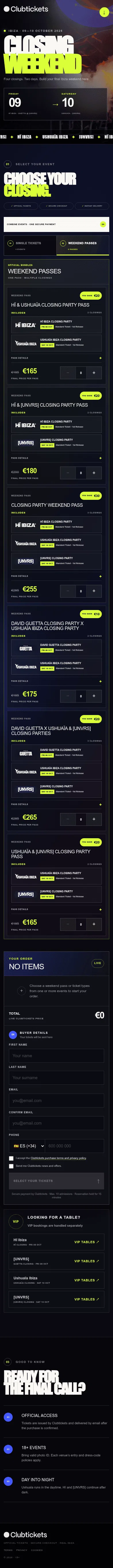 ibizaclosings.clubtickets.com on mobile, full screenshot