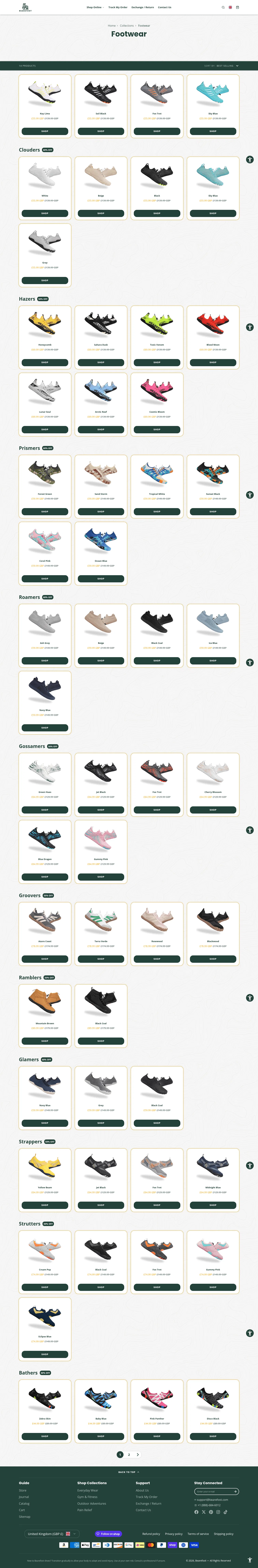 bearefoot.com/collections/footwear on desktop, full screenshot