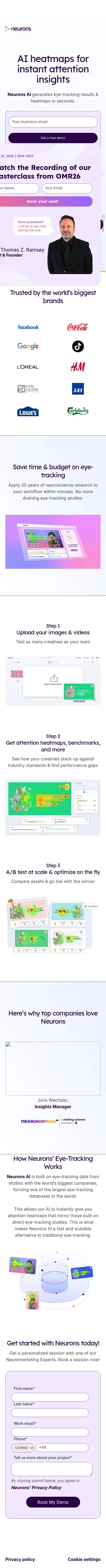 neuronsinc.com/topics/ai-heatmaps on mobile, full screenshot