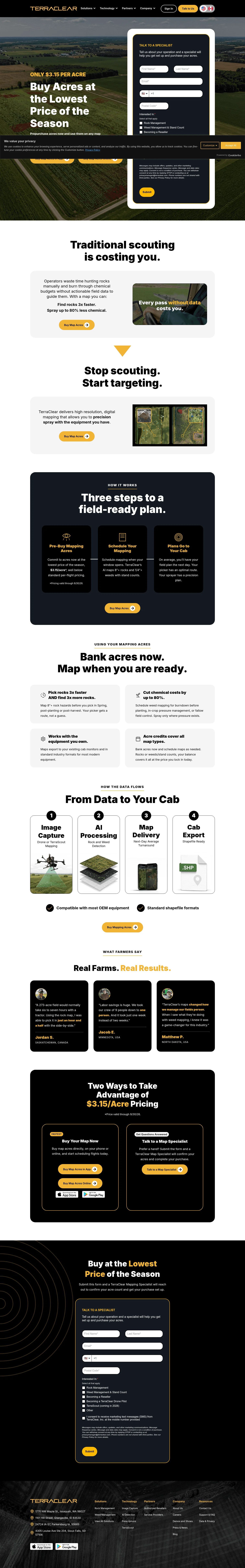 Terraclear landing page
