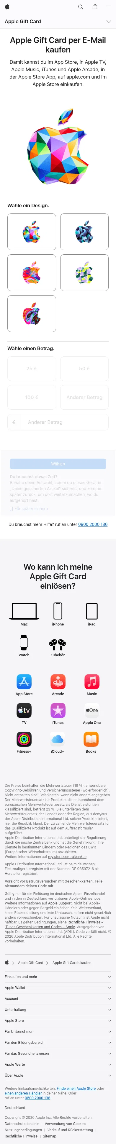 apple.com/de/shop/buy-giftcard/giftcard on mobile, full screenshot