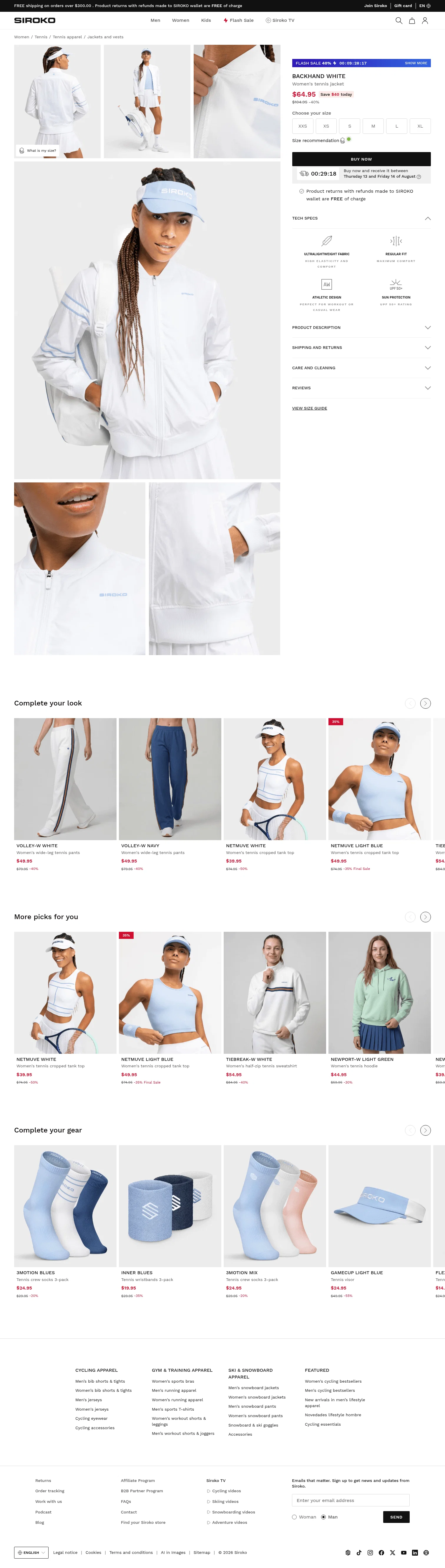 siroko.com/p/backhand-white-tennis-jacket-women on desktop