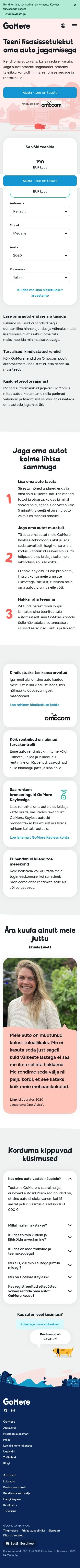 gomore.ee/rental/owner on mobile, full screenshot