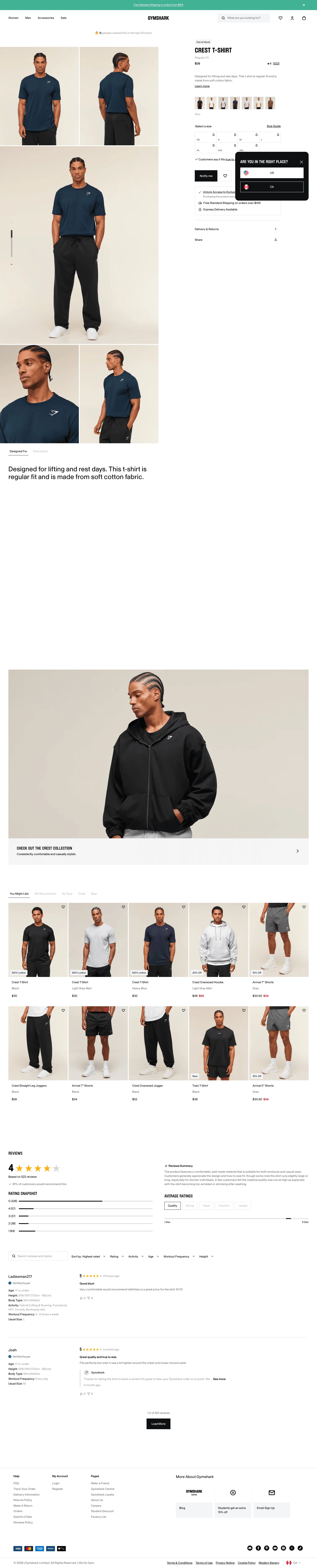ca.checkout.gymshark.com/products/gymshark-crest-t-shirt-navy-aw21 on desktop
